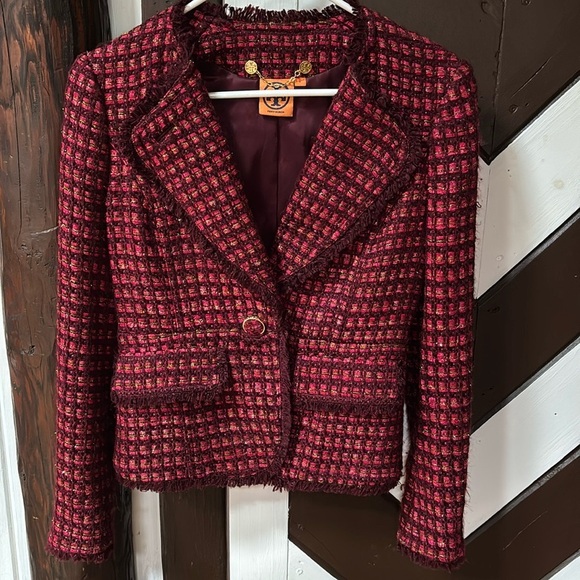 Tory Burch NWOT Red Blazer with Notched Lapels - Picture 3 of 11